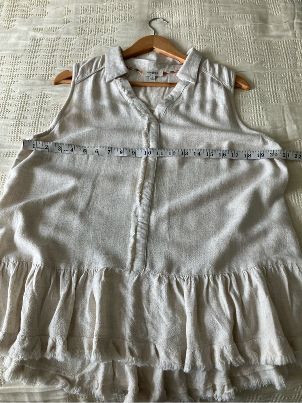 UMGEE Tan Linen and Cotton Blend Peplum Tunic Tank Size L - Picture 6 of 9